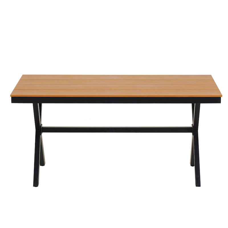 Ensemble de salle à manger d'extérieur en fer 5 pièces avec table rectangulaire et 4 chaises rembourrées en corde tressée