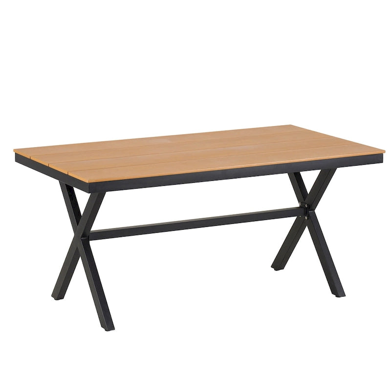 Ensemble de salle à manger d'extérieur en fer 5 pièces avec table rectangulaire et 4 chaises rembourrées en corde tressée