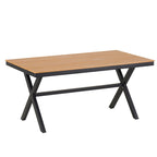 Ensemble de salle à manger d'extérieur en fer 5 pièces avec table rectangulaire et 4 chaises rembourrées en corde tressée