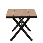 Ensemble de salle à manger d'extérieur en fer 5 pièces avec table rectangulaire et 4 chaises rembourrées en corde tressée
