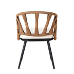 Ensemble de salle à manger d'extérieur en fer 5 pièces avec table rectangulaire et 4 chaises rembourrées en corde tressée