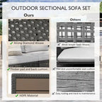 Ensemble de meubles de patio sectionnels tressés 5 pièces avec table basse extensible et seau à glace