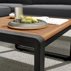 Ensemble de meubles de patio de 4 pièces, ensemble de canapé sectionnel en forme de L pour patio avec coussin moelleux et table basse rectangulaire