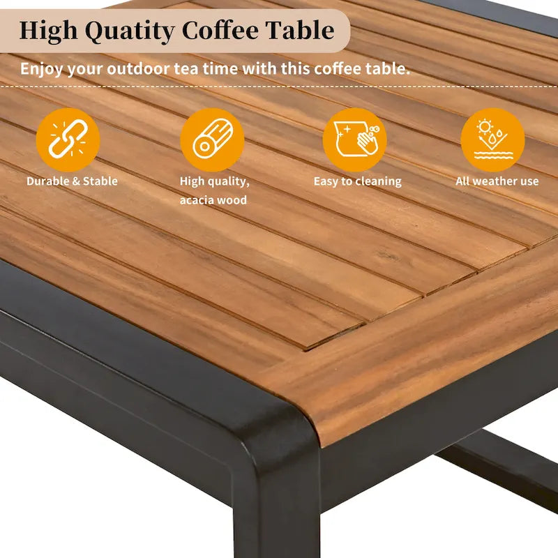 Ensemble de meubles de patio de 4 pièces, ensemble de canapé sectionnel en forme de L pour patio avec coussin moelleux et table basse rectangulaire