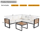 Ensemble de meubles de patio de 4 pièces, ensemble de canapé sectionnel en forme de L pour patio avec coussin moelleux et table basse rectangulaire