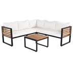 Ensemble de meubles de patio de 4 pièces, ensemble de canapé sectionnel en forme de L pour patio avec coussin moelleux et table basse rectangulaire