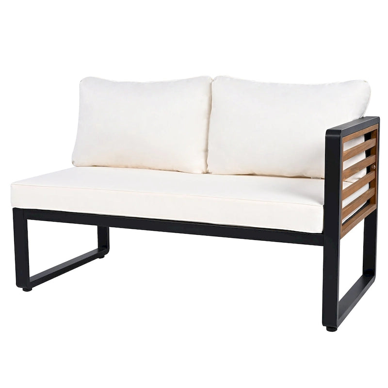 Ensemble de meubles de patio de 4 pièces, ensemble de canapé sectionnel en forme de L pour patio avec coussin moelleux et table basse rectangulaire