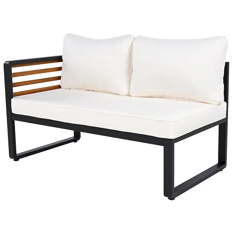 Ensemble de meubles de patio de 4 pièces, ensemble de canapé sectionnel en forme de L pour patio avec coussin moelleux et table basse rectangulaire