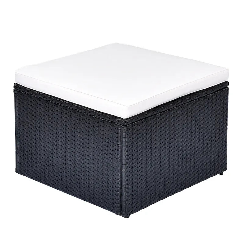Ensemble de mobilier de patio extérieur 6 pièces, ensemble de canapé sectionnel en rotin et osier toutes saisons avec 2 chaises, poufs et table basse