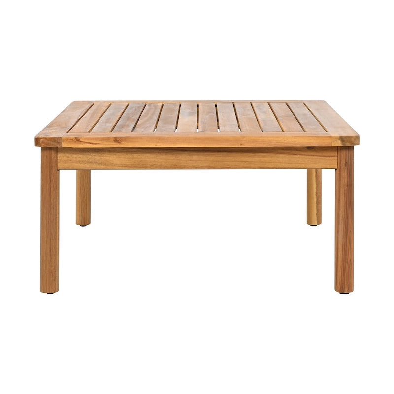 Ensemble de canapé en corde d'extérieur 4 pièces, salon de jardin tout temps avec table en bois d'acacia, canapé simple et pouf.
