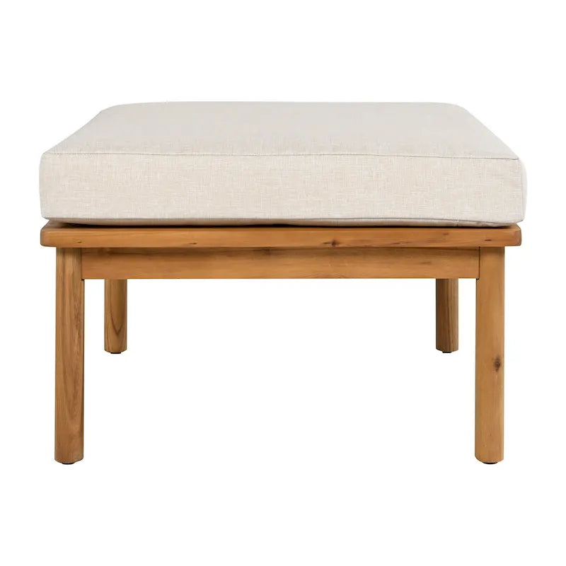 Ensemble de canapé en corde d'extérieur 4 pièces, salon de jardin tout temps avec table en bois d'acacia, canapé simple et pouf.