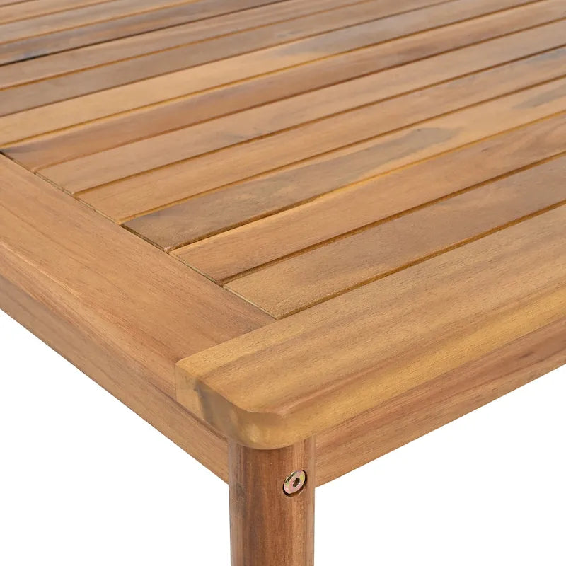 Ensemble de canapé en corde d'extérieur 4 pièces, salon de jardin tout temps avec table en bois d'acacia, canapé simple et pouf.