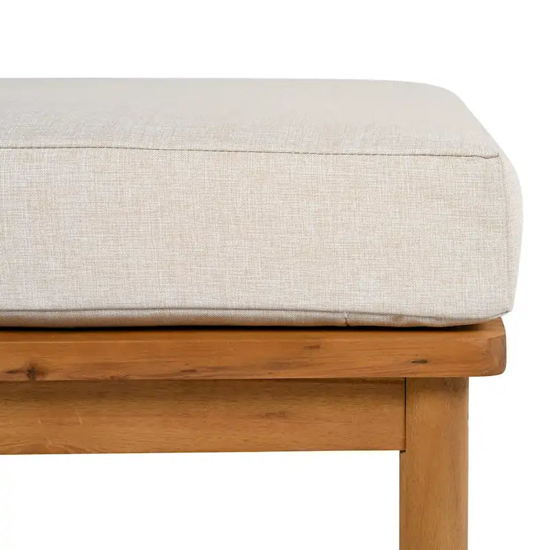 Ensemble de canapé en corde d'extérieur 4 pièces, salon de jardin tout temps avec table en bois d'acacia, canapé simple et pouf.