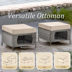 Salon de jardin en rotin – Ensemble de mobilier de jardin 9 pièces avec chaises pivotantes