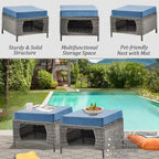 Salon de jardin en rotin – Ensemble de mobilier de jardin 9 pièces avec chaises pivotantes