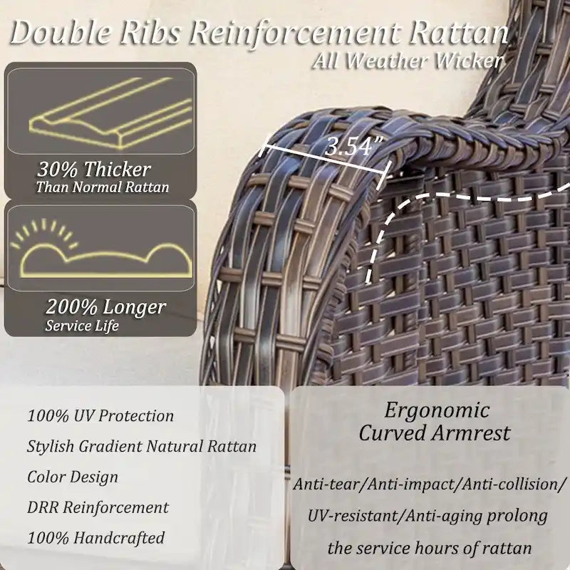 Salon de jardin en rotin – Ensemble de mobilier de jardin 9 pièces avec chaises pivotantes