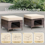 Salon de jardin en rotin – Ensemble de mobilier de jardin 9 pièces avec chaises pivotantes