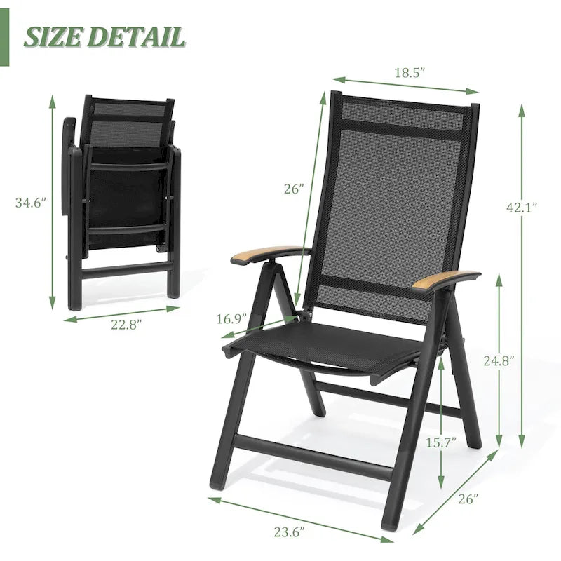 Table de salle à manger extérieure 7 pièces Table extensible en aluminium avec chaise pliante - N/A