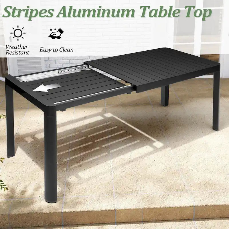 Table de salle à manger extérieure 7 pièces Table extensible en aluminium avec chaise pliante - N/A