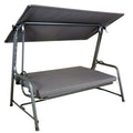 Balançoire de patio Sunjoy Luxury à 4 places en acier avec siège en filet élastique, coussins et auvent réglable, convertible en lit