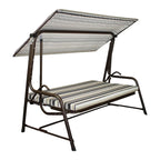 Sunjoy Luxury 4 Seater Steel Patio Swing Bed Convertible Design with Elastic Mesh Seat, Cushions & Adjustable Canopy