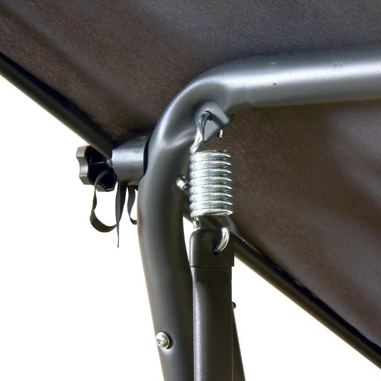 Balançoire de patio Sunjoy Luxury à 4 places en acier avec siège en filet élastique, coussins et auvent réglable, convertible en lit
