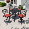 Ensemble 3/5 tabourets de bar en fonte d'aluminium avec coussin en tissu Sunbrella pour terrasse