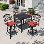 Ensemble 3/5 tabourets de bar en fonte d'aluminium avec coussin en tissu Sunbrella pour terrasse