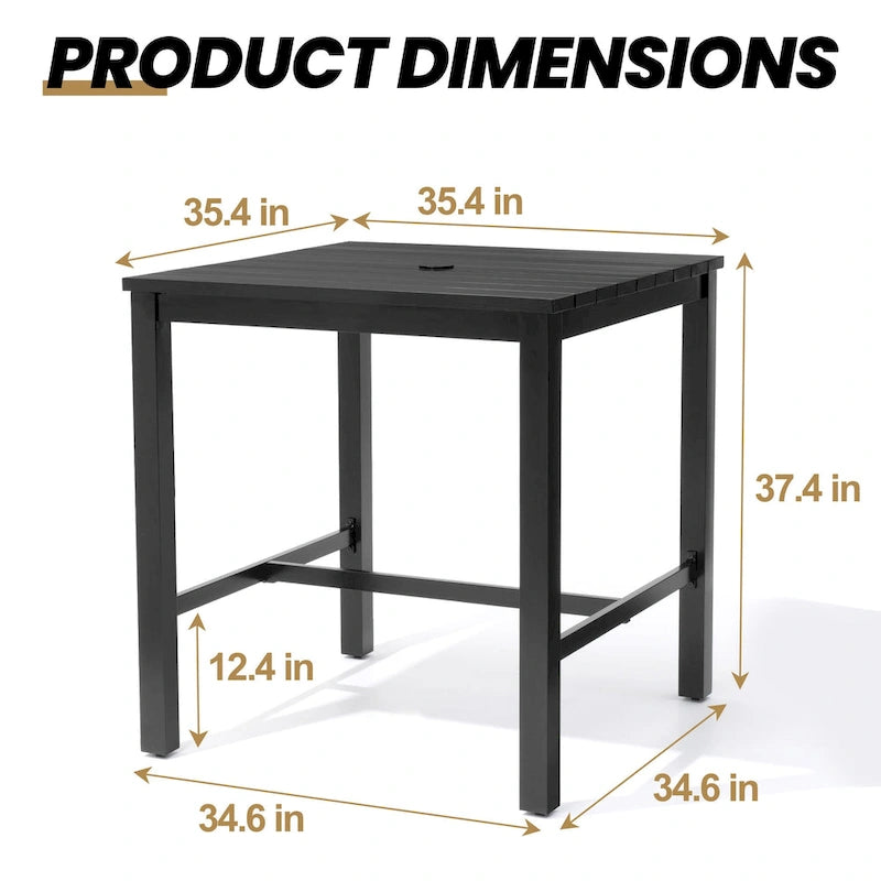 Ensemble 3/5 tabourets de bar en fonte d'aluminium avec coussin en tissu Sunbrella pour terrasse