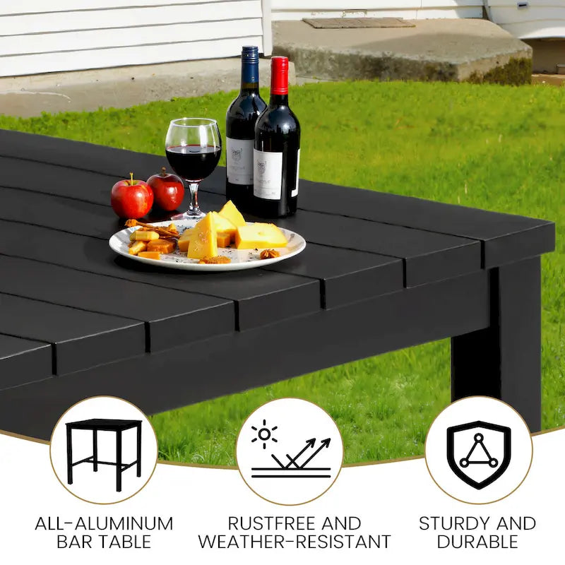 Ensemble 3/5 tabourets de bar en fonte d'aluminium avec coussin en tissu Sunbrella pour terrasse
