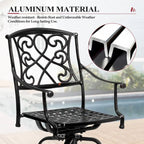 Ensemble 3/5 tabourets de bar en fonte d'aluminium avec coussin en tissu Sunbrella pour terrasse