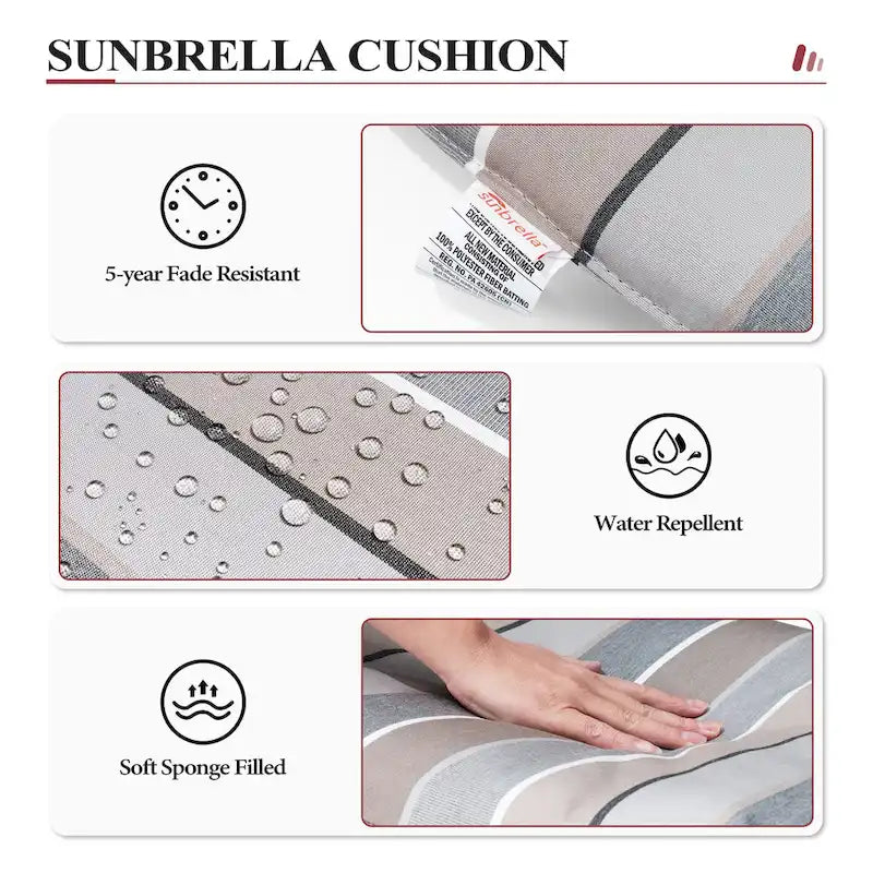 Ensemble 3/5 tabourets de bar en fonte d'aluminium avec coussin en tissu Sunbrella pour terrasse