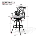 Ensemble 3/5 tabourets de bar en fonte d'aluminium avec coussin en tissu Sunbrella pour terrasse