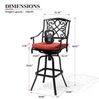 Ensemble 3/5 tabourets de bar en fonte d'aluminium avec coussin en tissu Sunbrella pour terrasse