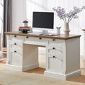 Bureau d'ordinateur de ferme, bureau d'ordinateur en bois avec station de chargement