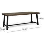 Ensemble de salle à manger/pique-nique rustique 3 pièces pour terrasse extérieure avec 2 bancs, bois d'acacia et cadre en fer