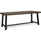 Ensemble de salle à manger/pique-nique rustique 3 pièces pour terrasse extérieure avec 2 bancs, bois d'acacia et cadre en fer