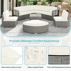 Ensemble de lit de repos pour patio - Sectionnel en rotin avec coussins et table basse pour jardin, piscine, pelouse