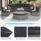 Ensemble de lit de repos pour patio - Sectionnel en rotin avec coussins et table basse pour jardin, piscine, pelouse