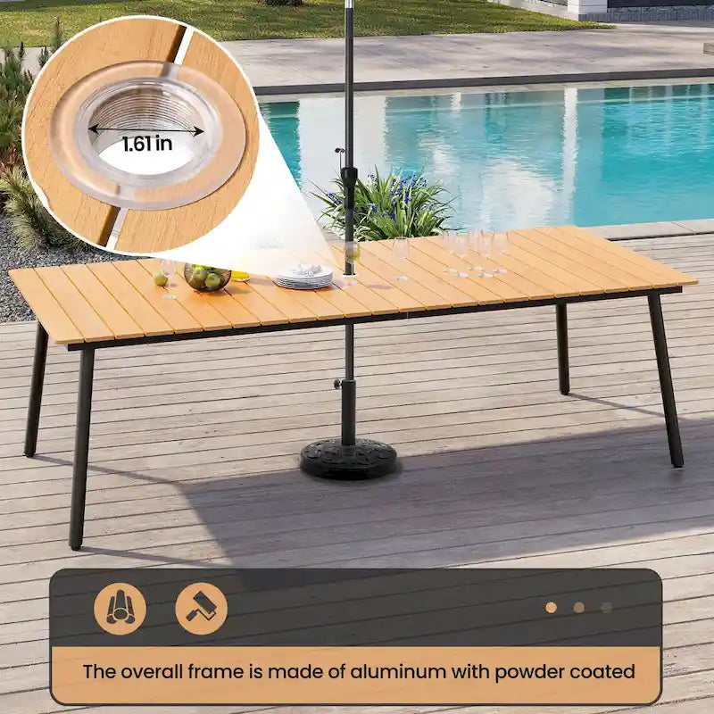 Ensemble de salle à manger d'extérieur 7 pièces avec table en aluminium et chaises en rotin synthétique