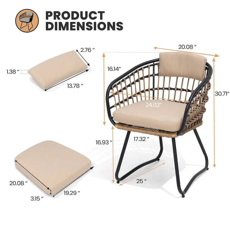 Ensemble de salle à manger d'extérieur 7 pièces avec table en aluminium et chaises en rotin synthétique