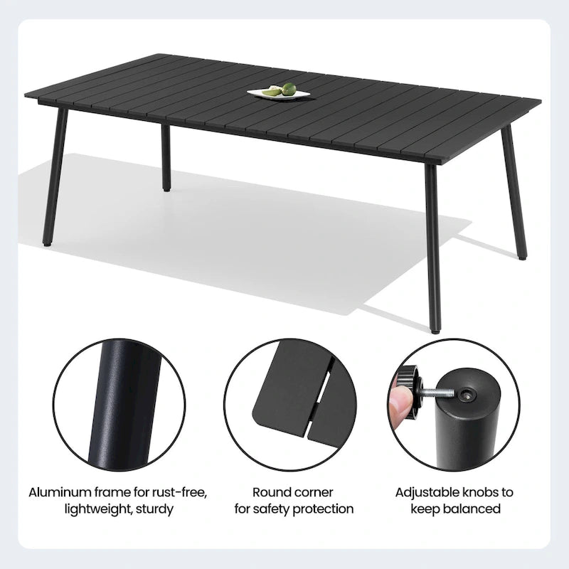 Ensemble de salle à manger d'extérieur 7 pièces avec table en aluminium et chaises en rotin synthétique