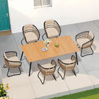 Ensemble de salle à manger d'extérieur 7 pièces avec table en aluminium et chaises en rotin synthétique