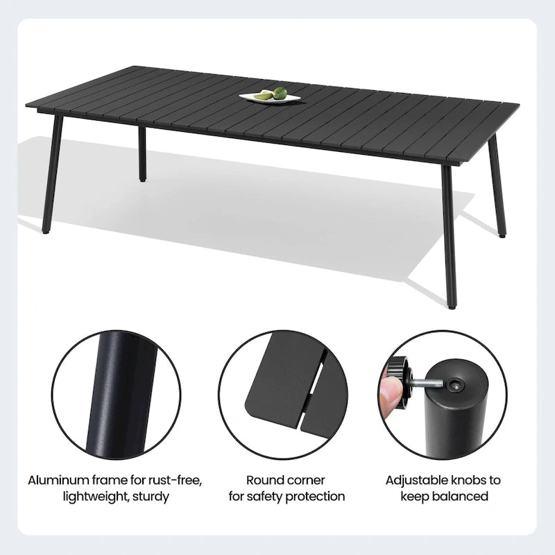 Ensemble de salle à manger d'extérieur 7 pièces avec table en aluminium et chaises en rotin synthétique