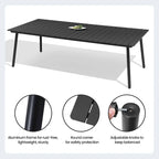 Ensemble de salle à manger d'extérieur 7 pièces avec table en aluminium et chaises en rotin synthétique
