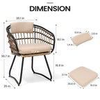 Ensemble de salle à manger d'extérieur 7 pièces – Table rectangulaire en aluminium avec trou pour parasol et chaises en rotin