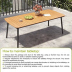 Ensemble de salle à manger d'extérieur 7 pièces – Table rectangulaire en aluminium avec trou pour parasol et chaises en rotin