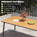 Ensemble de salle à manger d'extérieur 7 pièces – Table rectangulaire en aluminium avec trou pour parasol et chaises en rotin