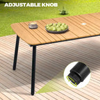 Ensemble de salle à manger d'extérieur 7 pièces – Table rectangulaire en aluminium avec trou pour parasol et chaises en rotin