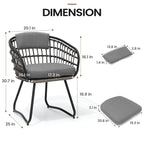 Ensemble de salle à manger d'extérieur 7 pièces – Table rectangulaire en aluminium avec trou pour parasol et chaises en rotin